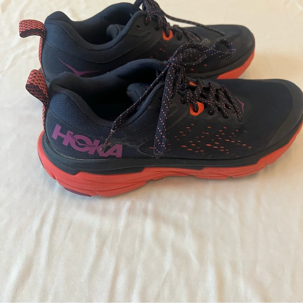 Hoka One One Challenger ATR Trail Running Shoes Women’s US 8B Gray Coral Purple